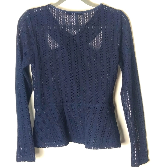 BCBG°MaxAzria Pacific Blue Lace Peplum Top - Picture 4 of 7